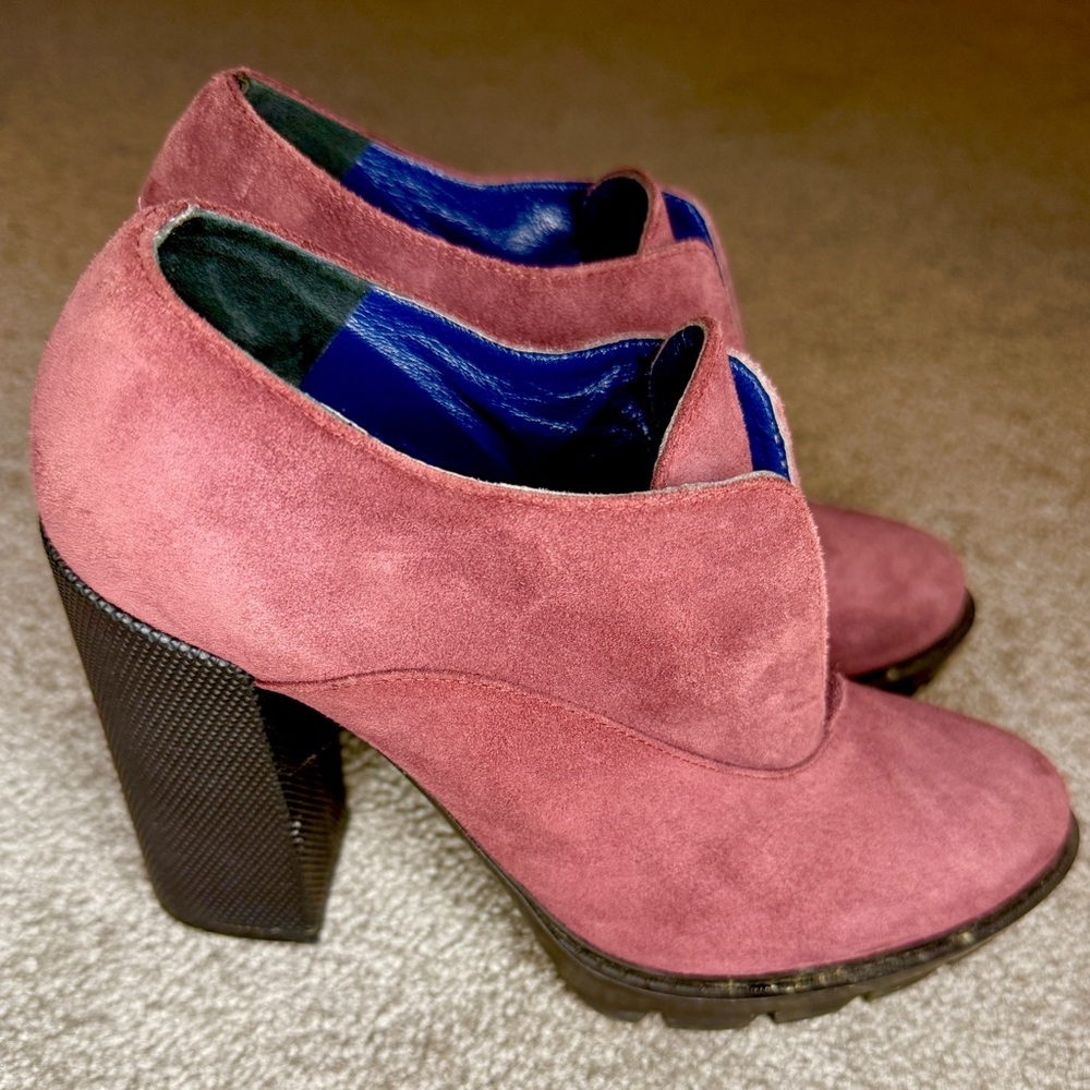 Studio Pollini Genuine Suede$leather lining Burgundy Heeled Boots Made In Italy